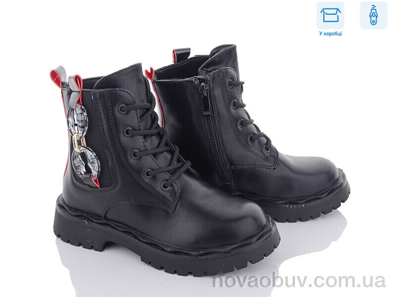 Черевики Obuvok 2102B black/red