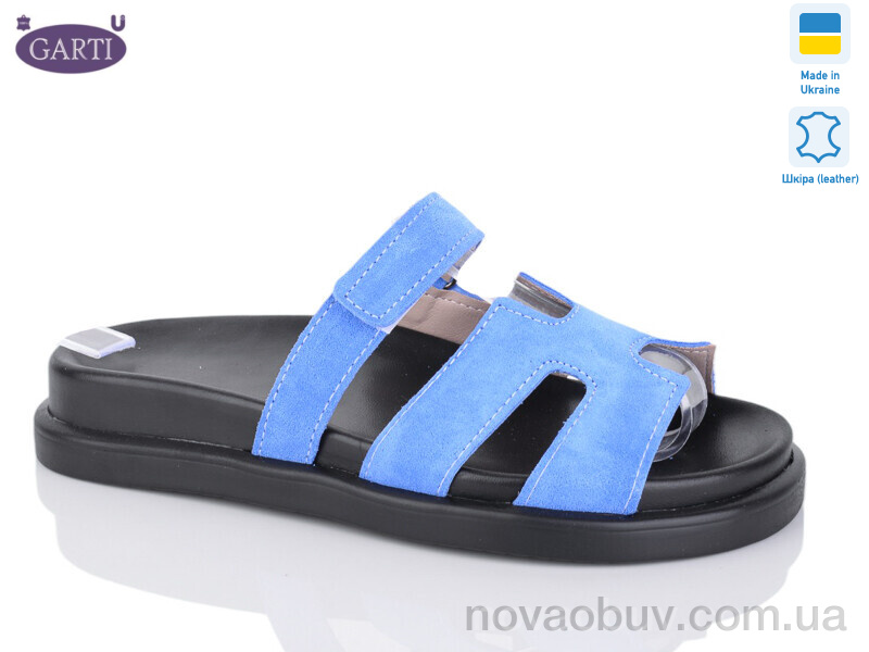 Шльопанці Garti 0091 блакитний замш
