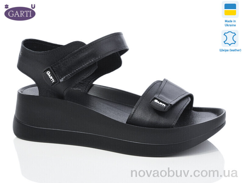Босоніжки Garti 0196 чорна шкіра