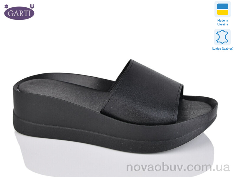 Шльопанці Garti 0133 чорна шкіра