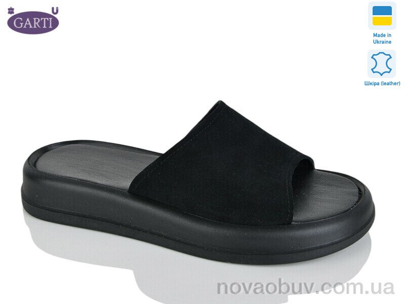 Шльопанці Garti 0197 чорний замш