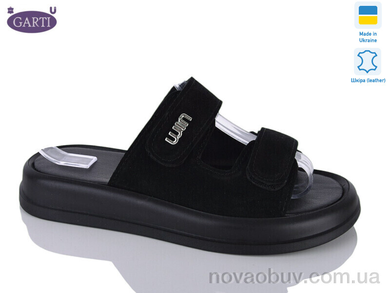 Шльопанці Garti 0115 чорний замш