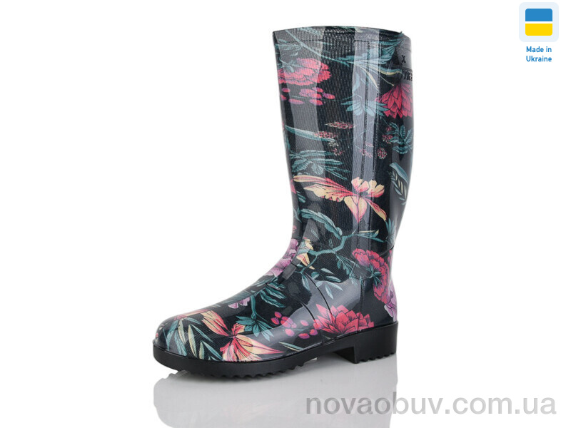 Гумове взуття Lot Shoes Літма квітка чорний
