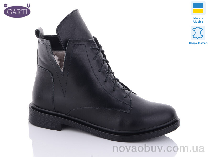Черевики Garti 209 чорна шкіра хутро