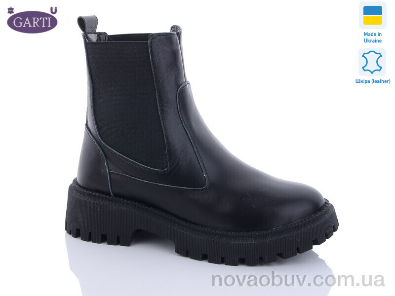 Черевики Garti 361 чорна шкіра хутро