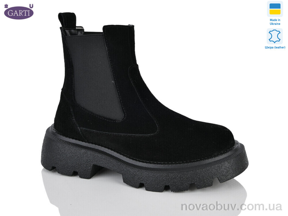 Черевики Garti 367 чорний замш хутро